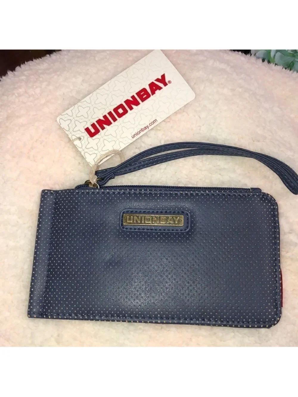 Unionbay Travel Padded Faux Leather Double Zip Wallet Passport Card Holder